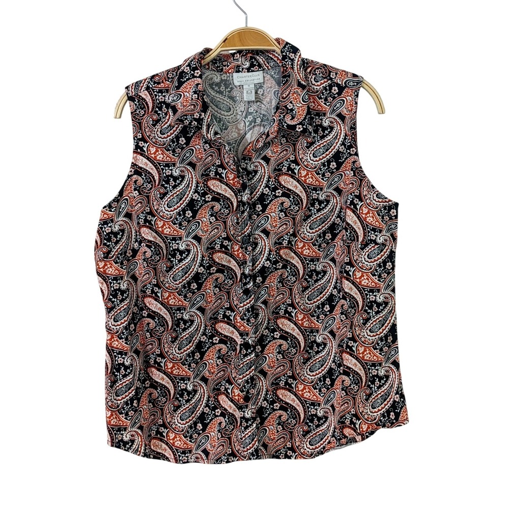 Charter Club Golf Collection Paisley Sleeveless‎ Tank Sz. 16 EUC